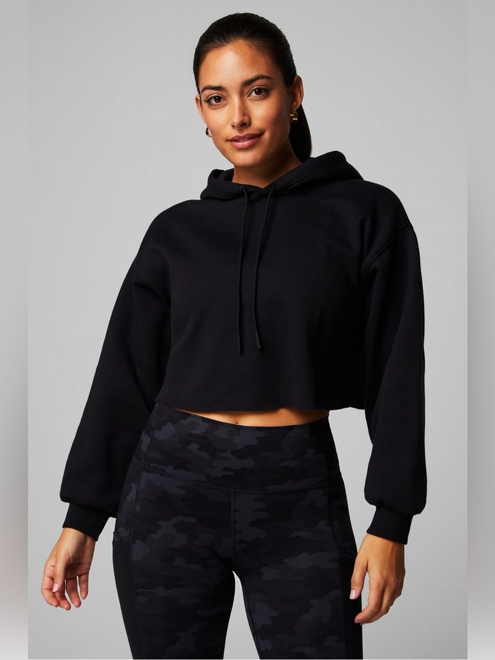 Fabletics Cozy Fleece Cropped Hoodie Black size M - New with tags
